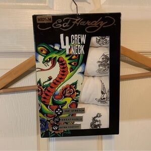 NWT Ed Hardy 4-Pack Crew Neck T-Shirts - White